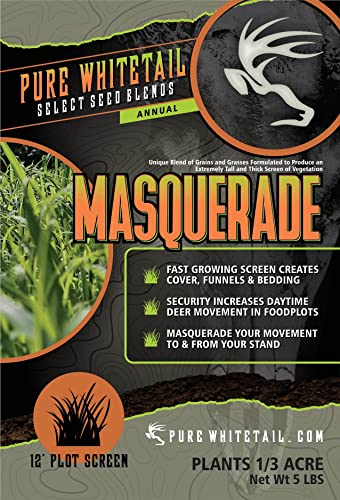 Pure Whitetail Masquerade | Select Seed Blends | Create Cover, Bedding, Funnels and Travel Patterns for Whitetail Deer | Natural Deer Stand Cover | Blind Grass | Seed Screen | 5 lb Bag