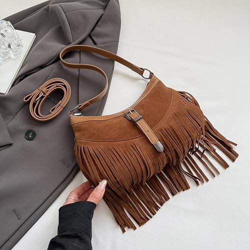 Sac en faux daim à franges robuste et léger pour sublimer un look basique