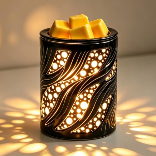 Image of Geronland Electric Wax Melt Burners, White Ceramic Oil Burner with 2 Bulbs