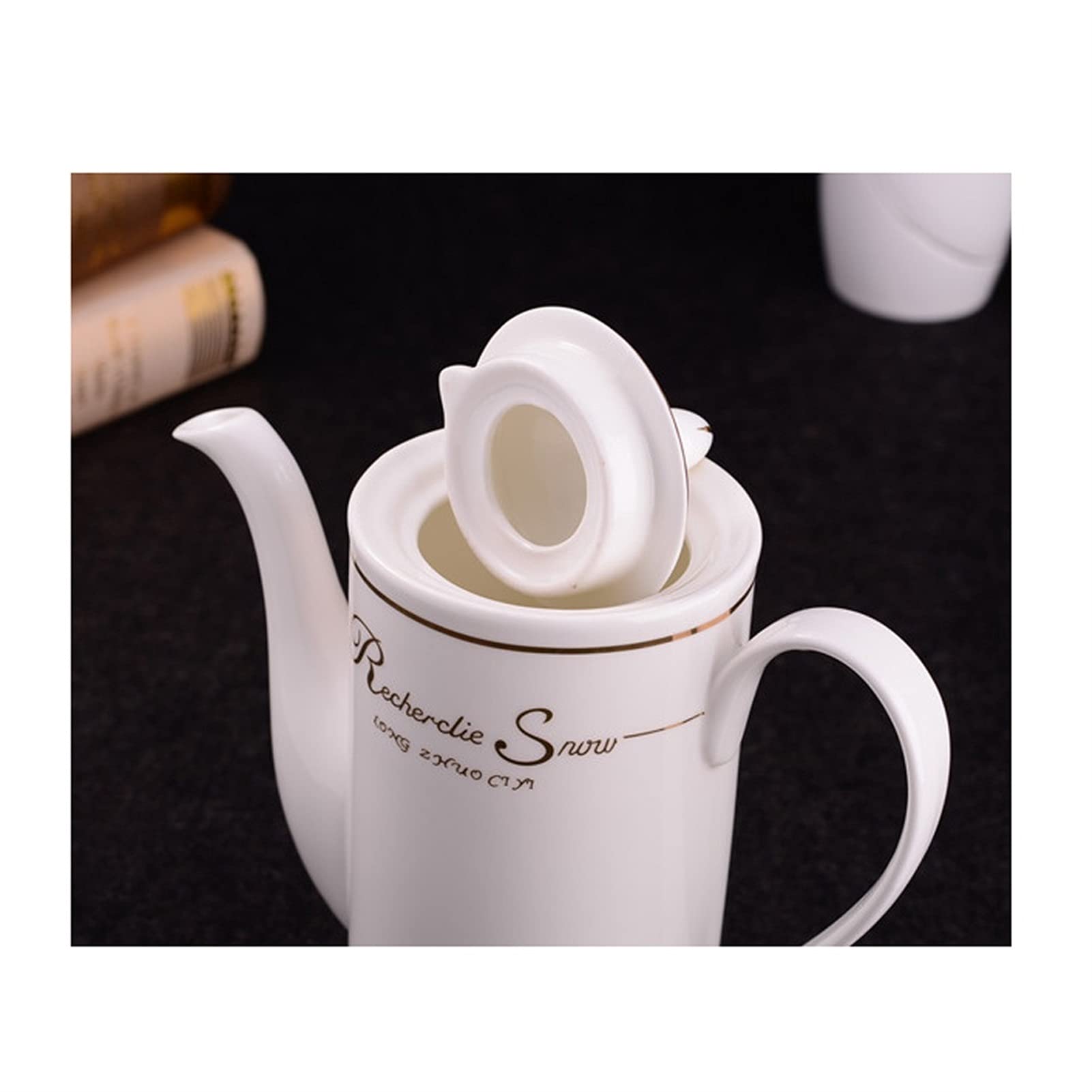 Tazze da caffè Set tazza di caffè in cina ossea (set da 6 pezzi) 19 oz teiera, quattro tazze e vassoi da 5 oz.Adatto for tè / caffè / pomeriggio tè / festa di compleanno / nozze ecc. Set di tazze da c