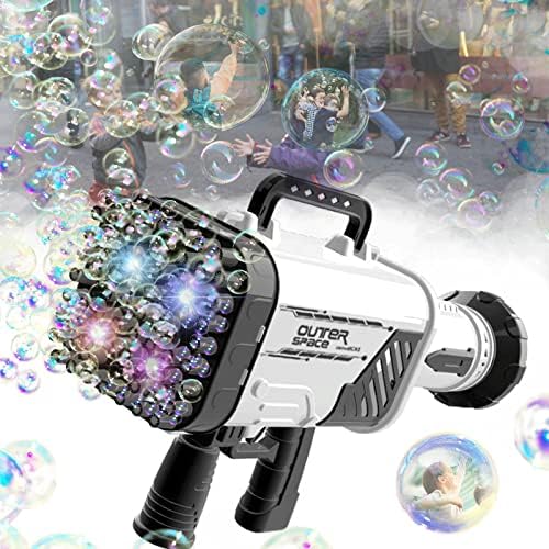 VERSDITAS 64-Hole Gatling Bubble Gun, Rocket Launcher Bubble Machine Gun, Blows Out Thousands of Bubbles per Minute, Suitable for Children and Adults, Perfect for Indoor and Outdoor Birthday Parties.