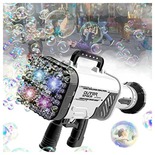 VERSDITAS 64-Hole Gatling Bubble Gun, Rocket Launcher Bubble Machine Gun, Blows Out Thousands of Bubbles per Minute, Suitable for Children and Adults, Perfect for Indoor and Outdoor Birthday Parties.