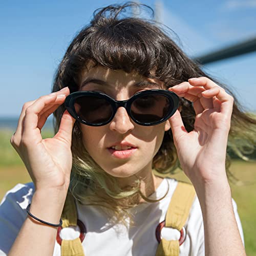 FEISEDY Sunglasses Womens, Retro Oval Cateye Sun Glasses Men, Small 90s Style B41284