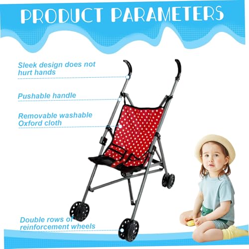 HoveeLuty Puppenwagen, faltbar, mit T-förmigem Sicherheitsgurt und Schiebegriff, abnehmbar, waschbar, Puppenwagen für Mädchen, Rollenspiele, Style3 – Bild 8