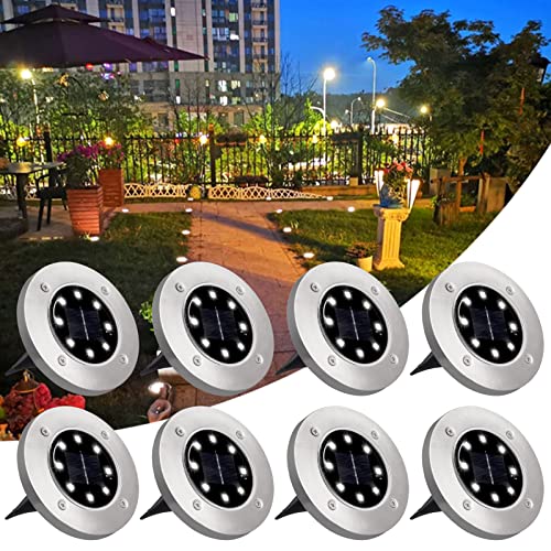 COLORLAM 8x8 luces solares LED para exteriores, color blanco, luz solar para jardín, resistente al agua, lámpara solar para exteriores, lámpara enterrada durante 10 horas, sin cables, patio, pasos Cover