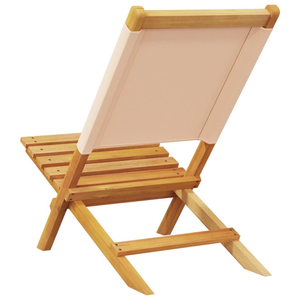 vidaXL Sillas de jardín 2 uds Madera Maciza Acacia y Tela Beige, Asiento de jardín, Asientos al Aire Libre, Silla de Exterior, Asientos de jardín