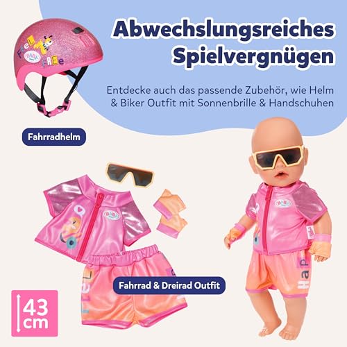 BABY born Fahrradsitz - Puppenfahrradsitz für 36cm & 43cm große Puppen - Mit Klettsystem & 3-Punkt-Gurt - Hochwertiges Puppenzubehör - Geeignet für Kinder ab 3 Jahren, Rose