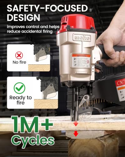 Image of meite CN70B Coil Nailer Pneumatic Nail Gun for 15 Degree 1-3 /4 inch to 2-3 /4 inch