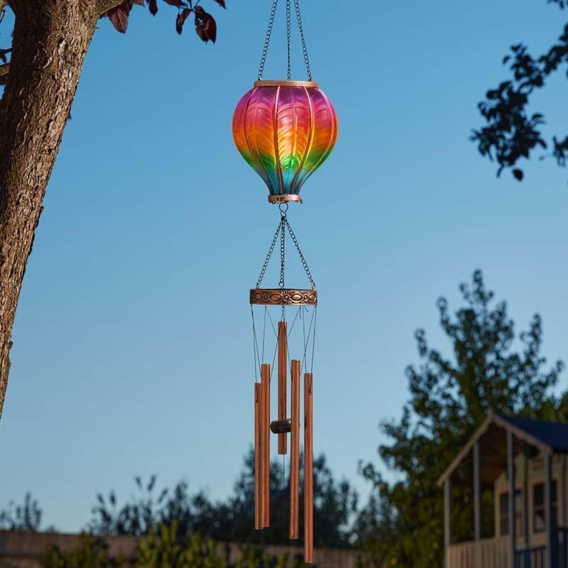Smart Solar Rainbow Balloon Flaming Wind Chime Solar Lighting CoolFlame Technology Flame Effect Garden Balcony Pergola