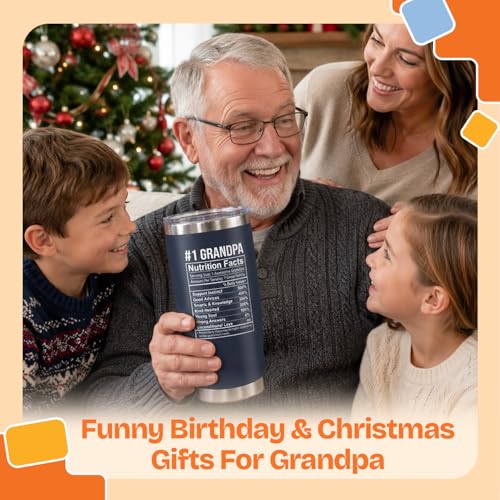 Image of NewEleven Fathers Day Gift For Grandpa From Granddaughter, Grandson - Birthday Present Ideas For Grandfather, New Grandfather, Promoted To Granddad, Grandchildren, Grandkids - 20 Oz Tumbler