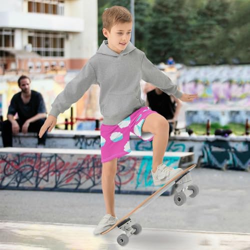 J JOYSAY Cupcake Blue Stripe Magenta Boys Athletic Shorts Kids Youth Casual Shotrs with Pockets Elastic Waistband4