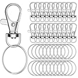 40PCS Swivel Snap Hooks with Key Rings, 20Pcs Key Chain Clip Hooks and 20Pcs Key Rings, Lanyard Lobster Claw Clasps for Keychains Jewelry DIY Crafts