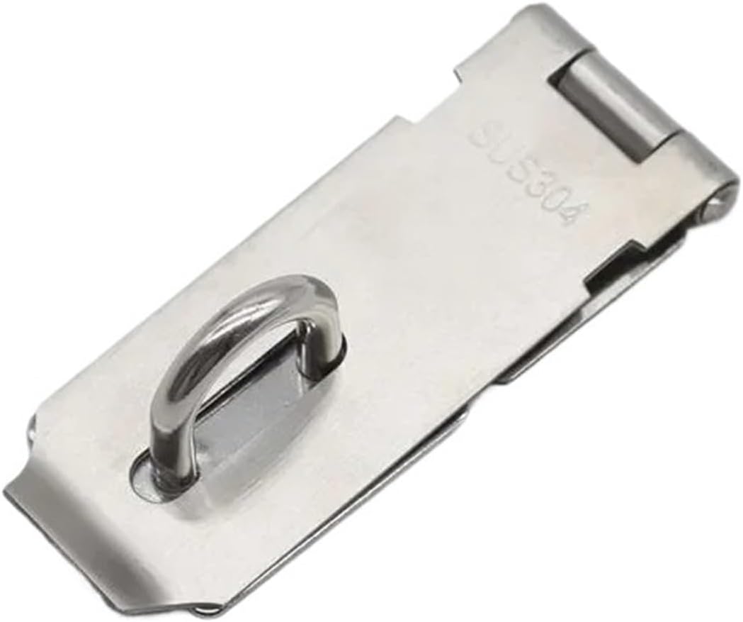 Latch Hinge Padlock, Door Padlock Hasp and Staple 3-5 Inch Stainless Steel with Screws for Wood Cabinet Garden(4 Inch)