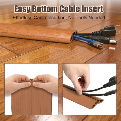 Image of Eapele Floor Cord Cover 10ft (2 Pack) Cord Covers for Wires on Floor, Heavy Duty Extension Cord Cover, Rubber Floor Cable Cover, Prevent Trip Hazard for Sidewalk Home Office Outdoor or Indoor Settings