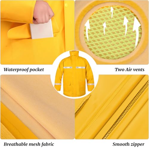 Image of Rain Suit for Men & Women, Heavy Duty Rain Suits, Breathable Waterproof Rain Gear, Rain Coats Eye-Catching Reflective Strip