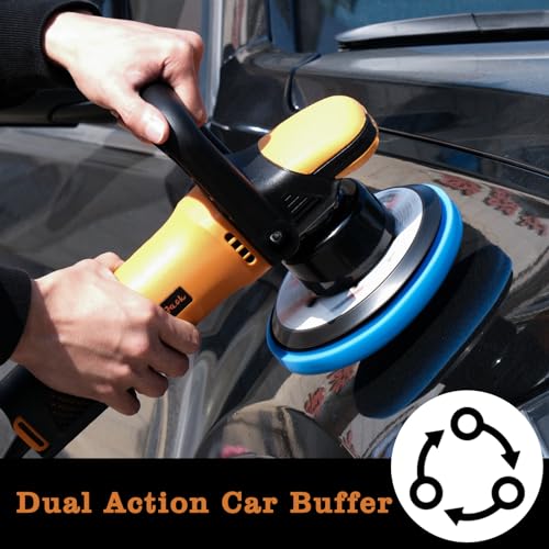 SHINEJACK mini Car Buffer Polisher 6.5amp Dual Action Polisher For Car Detailing 9mm Long-Throw Orbital Polisher with 6-speed Adjustable (2500-6500r) - Image 6