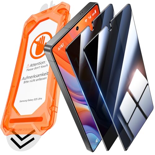 UniqueMe for Samsung Galaxy S25 Ultra Privacy Screen Protector - 2 Pack [Automatic Sticking] [Anti-Spy] Full Coverage 9H Tempered Glass Flim Bubble-Free Case Friendly [Auto Dust-Remove]