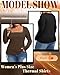 Evervibe 3 Pack Women's Plus Size Thermal Shirts Fleece Lined Long Sleeve Square Neck Slim Tops Underwear Base Layer Winter(Black, Dark Brown, Cream,XX-Large)