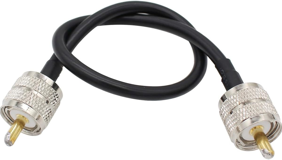 PL259 Male to Male Adapter Cable Low Loss Digital Coax UHF Jumper Cable 12 inch RG58 for HAM & CB Radio,Antenna Analyzer,Dummy Load,SWR Meter
