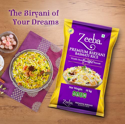 Image of Zeeba Premium Biryani Rice 10 Kg, Chef's Choice, Restaurant Style, Extra Long Grains (Cooked length upto 26mm*)