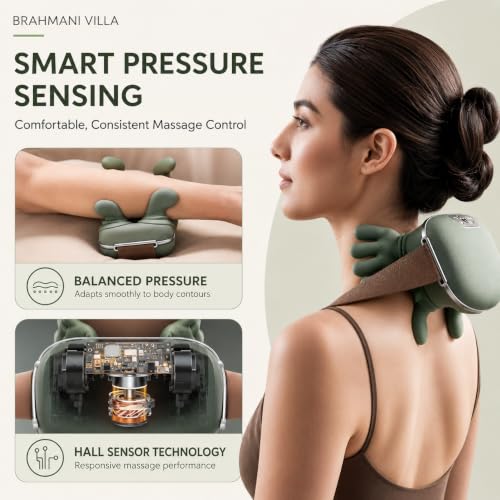 Image of Bionic Heated Wireless Portable Shiatsu Neck and Back Massager, Electric Deep Tissue 4D Kneading Massage Simulated Human Hand Design for Pain Relief and Muscle Relax Massager (Green)