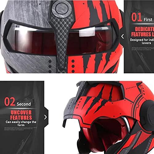 Tkttbd Motorcycle Helmet Motocross Open Flip Full Face Motorcycle Helmet Iron Man Transformers Certified Dot/Ece C,L #TOP7