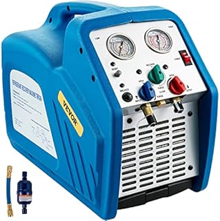 VEVOR 1 HP Dual Cylinder Refrigerant Recovery Machine - 115V 60 Hz HVAC Refrigerant Recovery, Portable AC Recovery Machine for Air Condition, Refrigerant, Automotive, Blue