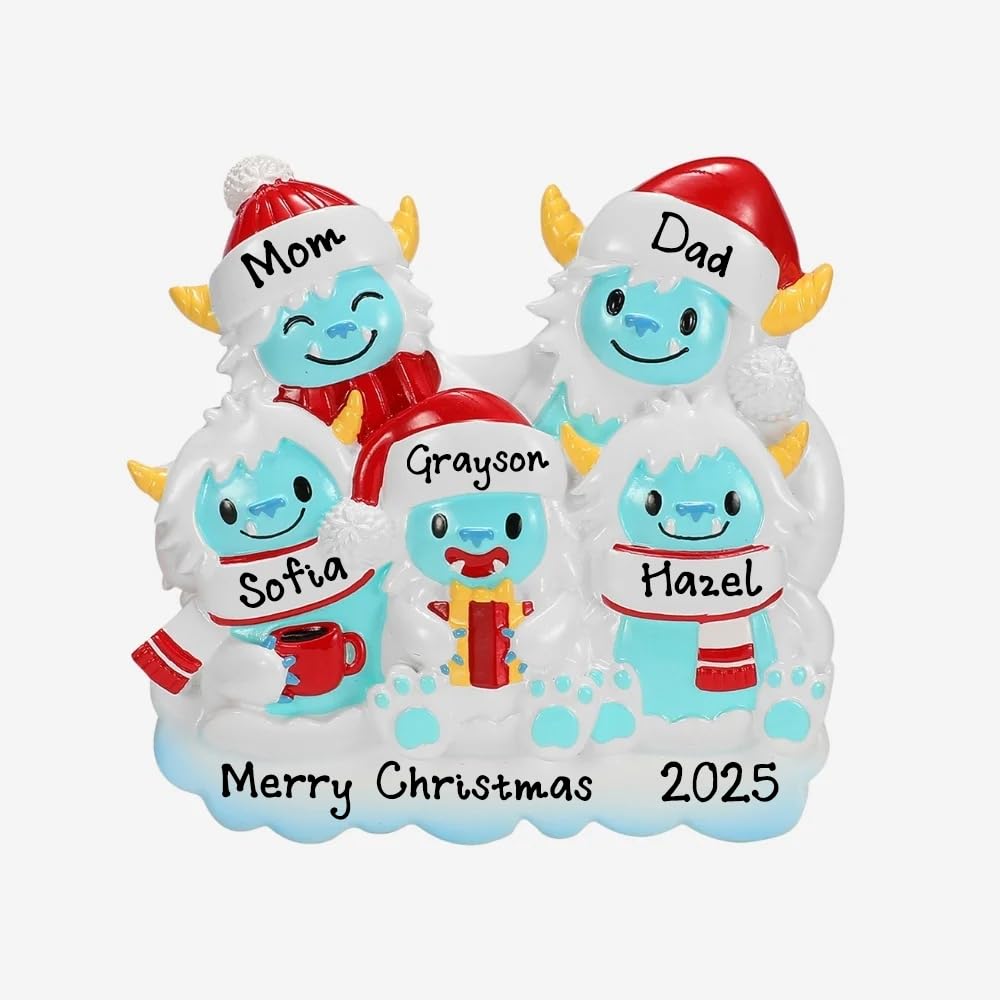 Personalized Christmas Decorations - Yeti Family Christmas Ornaments - Christmas Tree Decorations, Yeti of Christmas Tree Ornaments, Personalized