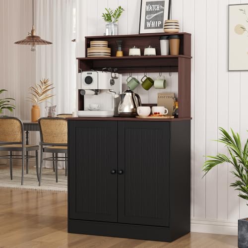 MHOM Farmhouse Coffee Bar Cabinet with Storage, Rustic Buffet Cabinet