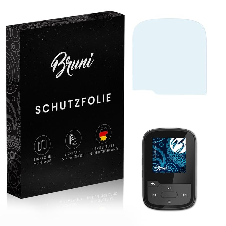 Bruni Película Protectora apto para Sandisk Clip Sport Plus, Protector Película claro Lámina Protectora (2X)