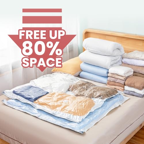Image of TAILI Vacuum Storage Bags 4 Pack, XXL Jumbo Size 47x39 Inch, Cream | XXL Large Vacuum Seal Bags for Clothing, Huge Space for Bedding, Comforters, Pillows, Toy, Save More Closet Space