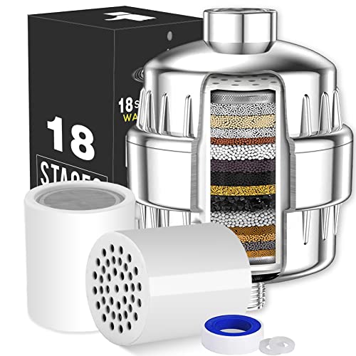 Luxsego 18 Stage Shower Filter For Hard Water, High Output Universal Shower Head Filter Include 2 Cartridges For Dry Skin & Hair, Water Softener Showerhead Filters With Vitamin C To Remove Chlorine #TOP12
