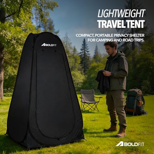 Image of Boldfit Instant Pop-Up Privacy Tent for Camping & Travel, Waterproof Portable Changing Room, Shower & Toilet Tent with UV Protection, Foldable Outdoor Shelter for Beach, Hiking & Camping Use