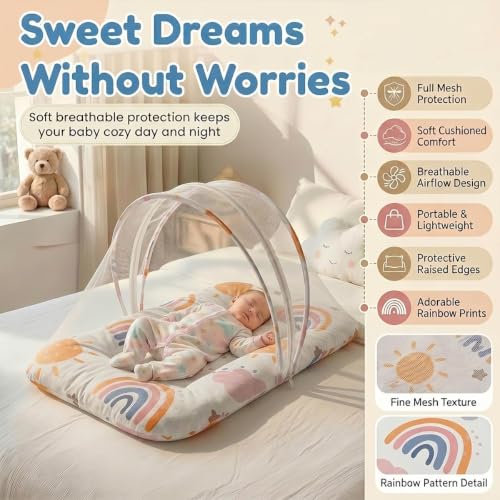 Image of StarAndDaisy 3 in 1 Baby Mosquito net for Sleeping, Mosquito net for Newborn Baby with Washable Design, Soft and Comfortable Bed.