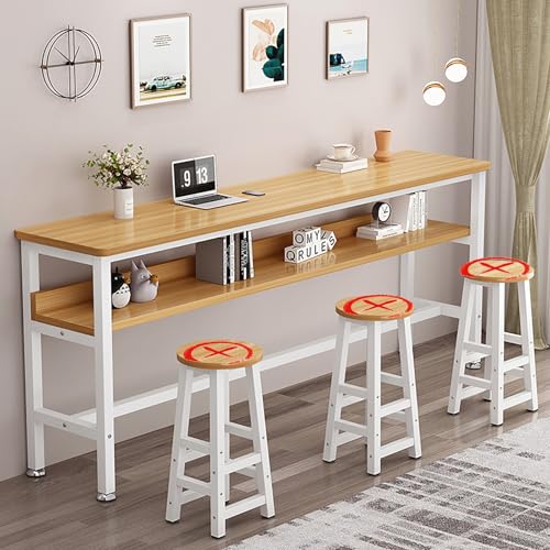 Mesa de bar rectangular - Mesa alta de desayuno con marco de metal para cocina y sala de estar, ideal para espacios pequeños