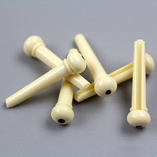 6PCS Acoustic Guitar ABS Plastic Bridge Pins, Ivory With Black Dot - Thumbnail 2