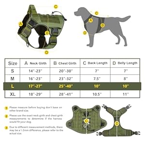 WINGOIN Tactical Dog Harness for Large Dogs, Heavy Duty No Pull Dog Harness with Handle, Adjustable Reflective Military K9 German Shepherd Big Size Dog Vest for Training, Walking, Hiking, Green (L) WINGOIN Tactical Dog Harness for Large Dogs Heavy Duty No Pull Dog Harness with Handle Adjustable Reflective Military K9 German Shepherd Big Size Dog Vest for Training Walking Hiking Green L