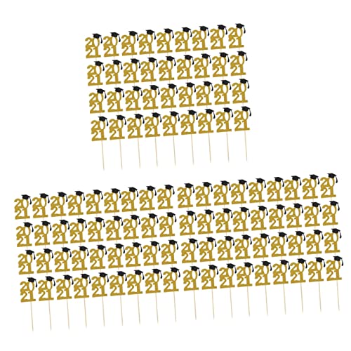 Abaodam 144 Pcs 2021 De Creative Cake- Cap High For Class Graduation Favors Paper Doctorat Dessert School Cake Supplies Senior Shape Cartes Réutilisables Pics De Décoration Décors Cuake Cover