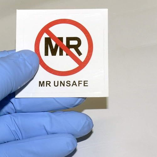 Miniatura 6 de Juego de 30 pegatinas de vinilo de etiquetas condicionales inseguras para resonancia magnética de seguridad MR, 2 x 2 pulgadas, impermeable, 30