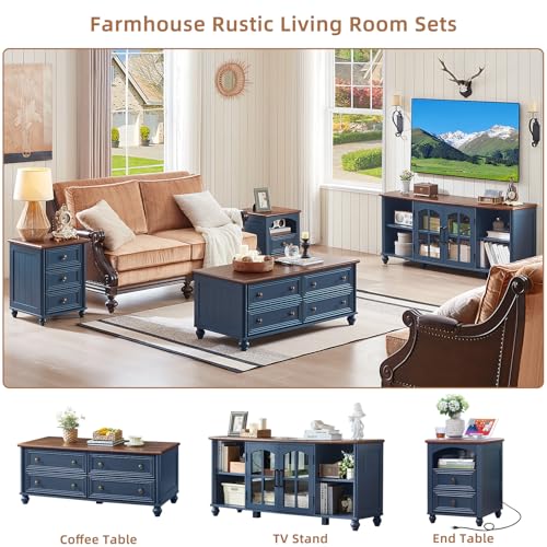 Image of RWYHG Farmhouse TV Stand for 60 in TV, Entertainment Center for Living Room