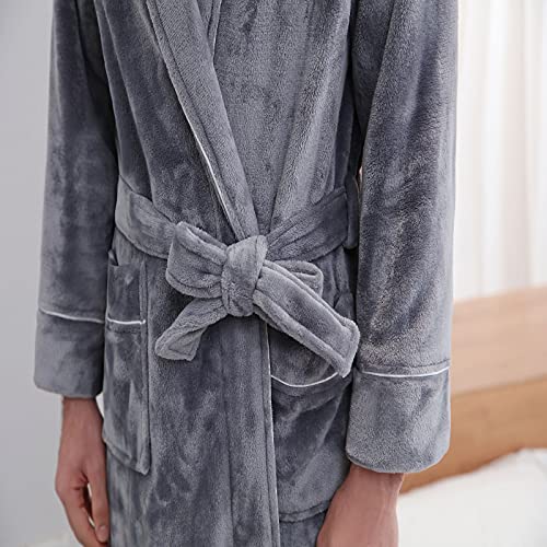tuduoms Mens Long Robes Full Length Plus Size Bathrobe Fleece Plush Fluffy Housecoat Nightgown Lightweight Sleepwear for Men2