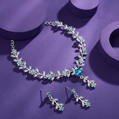 Image of Atasi International American Diamond Style Silver Plated Necklace with Earrings Jewellery Set for Women - Perfect for Party, Wedding, and Engagement