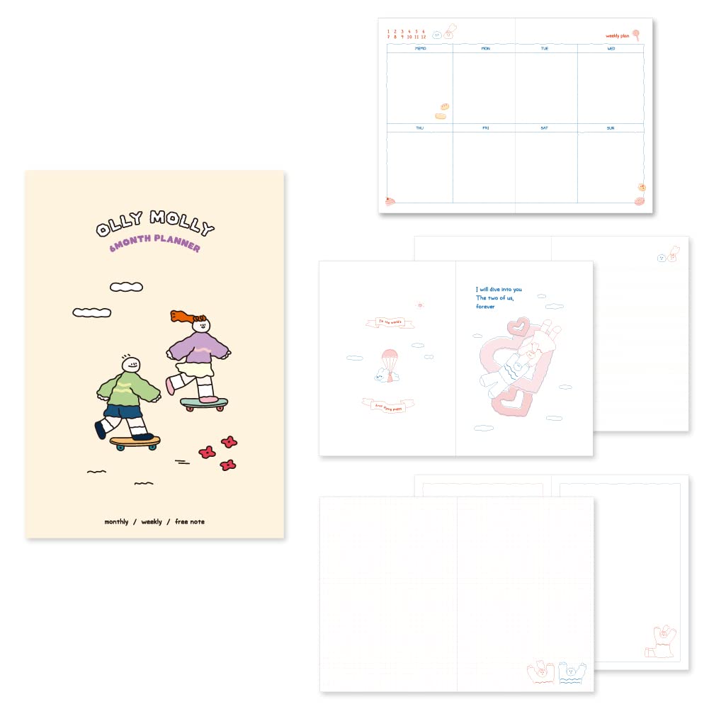 Monolike B6 Olly Molly Diary 6 Month Planner, Skateboard Coloring - Academic Planner, Weekly & Monthly Planner, Scheduler — image 1