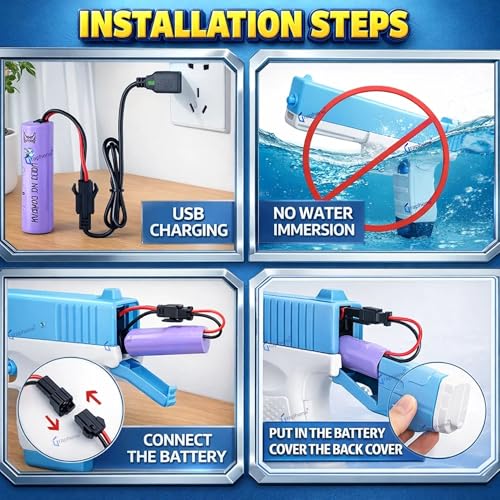 Image of GRAPHENE Holi Pichkari Glock Automatic Electric Water Gun Toy for Kids High Pressure Rechargeable Battery G Lock Pichkari Holi Toy Rapid Fire Squirt Long-Range Powerful Play Water Blaster 4+ Boy Girl
