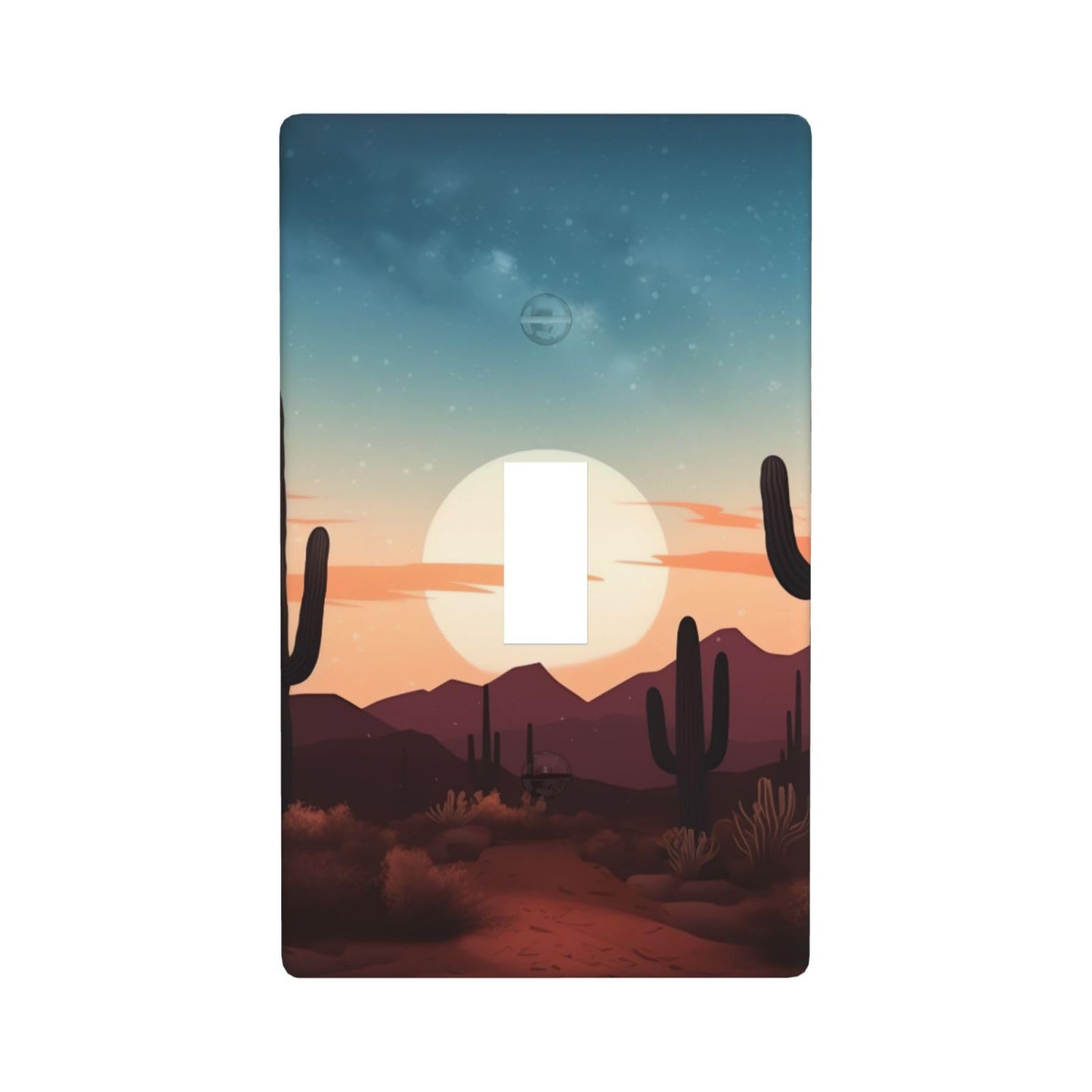 1-Gang Decorator Wall Plate Desert With Cactus Light Switch Cover Single Toggle Receptacle Outlet Wall Plate 4.5" x 2.8" Wallplate Unbreakable Polycarbonate Outlet Faceplates Covers