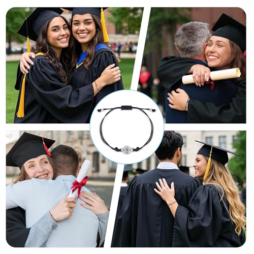 2025 Compass Bracelet Graduation Bracelet Gifts, Compass Graduation Gifts for Her/Him Adjustable Inspirational in Cap Box with Quote Cards 5th Grade for High School/College Grads Master Degree PhD4