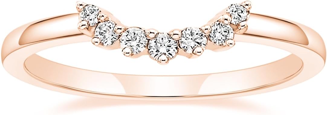 Mameloly Wedding Bands for Women Round Cut CZ Cubic Zirconia Curved Stackable Engagement Rings for Her Size 4-12