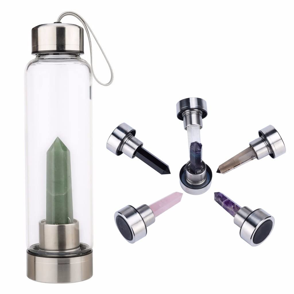 Bouteille en cristal de quartz naturel et obélisque de guérison