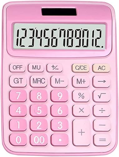 Calculadora estándar básica de escritorio de 12 dígitos con pantalla LCD grande y botón sensible, energía solar y batería dual para oficina,