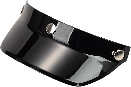 harayaa Helmet Peak Visor 3 Snap Visor Open Face Sun Shield Protector PC Material Wear Resistant Scratch Resistant Suitable for Motorbike Retro Half Helmets, Black